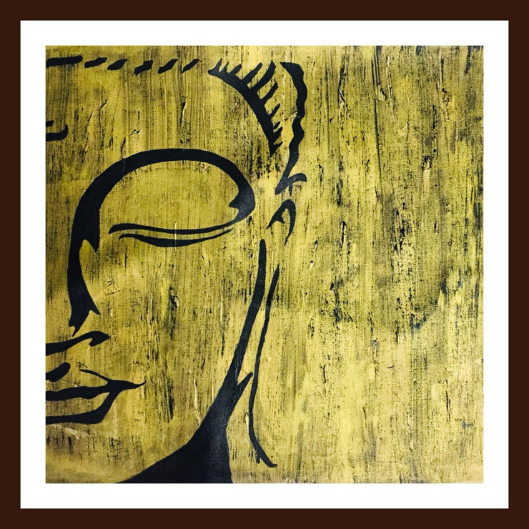 Lord Buddha Outline Art 1 (ART_5557_40356) - Handpainted Art Painting - 18in X 18in