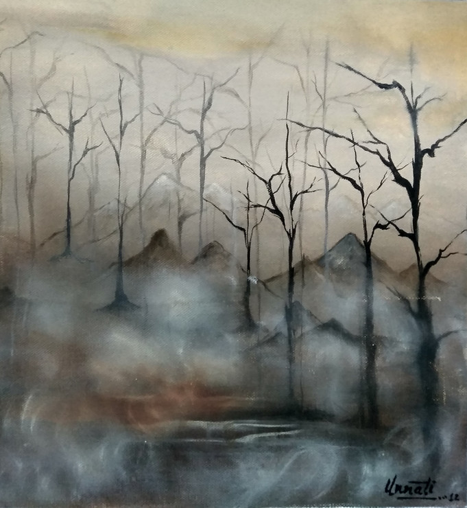 Mist (ART_5608_40091) - Handpainted Art Painting - 12in X 12in