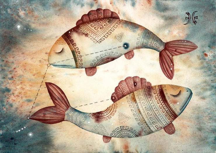 Pisces (PRT_1508) - Canvas Art Print - 28in X 20in