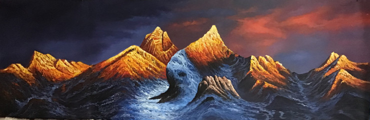 Landscape painting  (ART_6706_41000) - Handpainted Art Painting - 48in X 18in