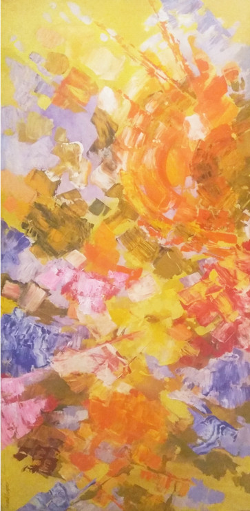 Hues of Flowers (ART_6679_38627) - Handpainted Art Painting - 24in X 48in