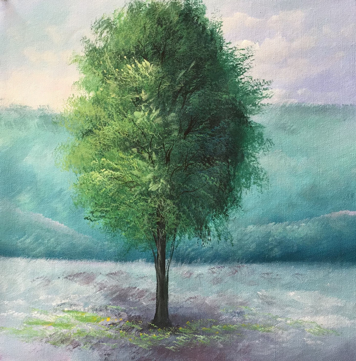Tree painting  (ART_6706_41944) - Handpainted Art Painting - 15in X 15in