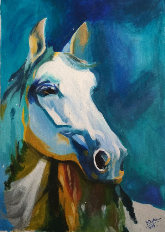 Lucky Horse (ART_7062_41932) - Handpainted Art Painting - 12in X 18in