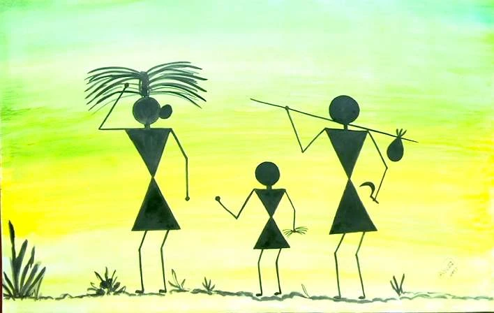 Warli Art-farmers (ART_1403_42162) - Handpainted Art Painting - 22in X 14in