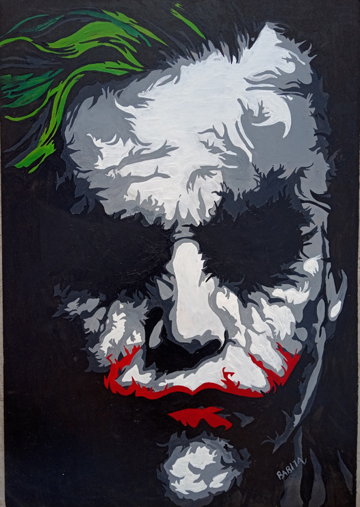 Joker-The Dark Knight (ART_5110_39716) - Handpainted Art Painting - 18in X 27in