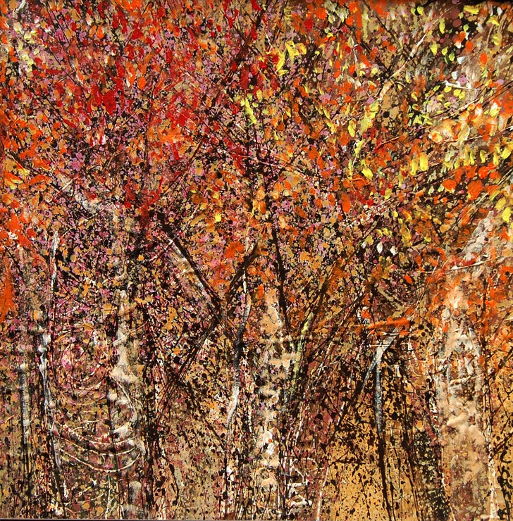 FALL FOREST 1 (ART_2860_42429) - Handpainted Art Painting - 30in X 30in