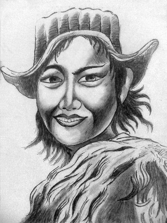 Potrait1 (ART_7088_42419) - Handpainted Art Painting - 12in X 18in