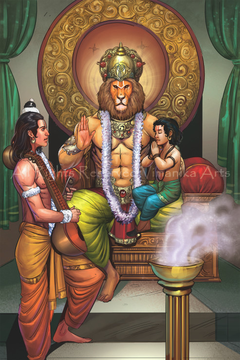 Prahlad Narsimha Digital Painting (PRT_6900_42568) - Canvas Art Print - 24in X 36in