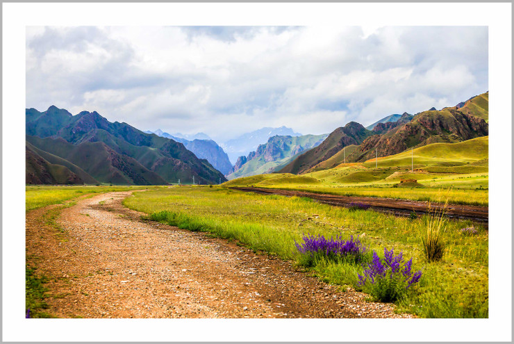 Landscape | Mountain Valley Road Landscape Eco-Friendly & Odorless Canvas Print (PRT_7026_42055) - Canvas Art Print - 38in X 24in