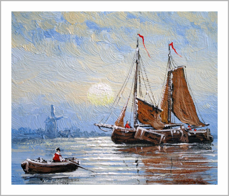 Landscape | Ships Fisherman Boat | Eco-Friendly & Odorless Canvas Print (PRT_7026_41905) - Canvas Art Print - 48in X 40in