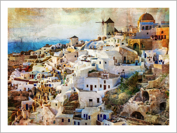 Cityscape | Sunset in Santorini | Eco-Friendly & Odorless Canvas Print (PRT_7026_41668) - Canvas Art Print - 59in X 44in