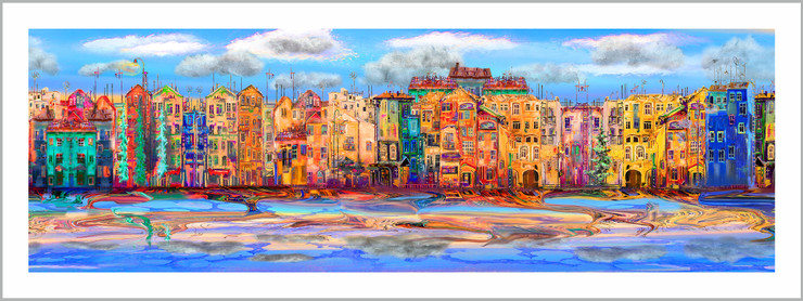 Cityscape | Panorama of The Town | Eco-Friendly & Odorless Canvas Print (PRT_7026_41665) - Canvas Art Print - 76in X 28in