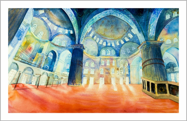 Cityscape | The Blue Mosque in Istanbul | Eco-Friendly & Odorless Canvas Print (PRT_7026_41636) - Canvas Art Print - 35in X 23in