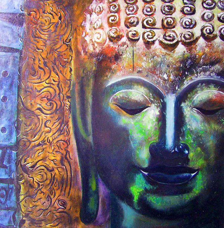 Abstract | Meditating Buddha | Eco-Friendly & Odorless Digital Canvas Print (PRT_7026_41501) - Canvas Art Print - 35in X 35in