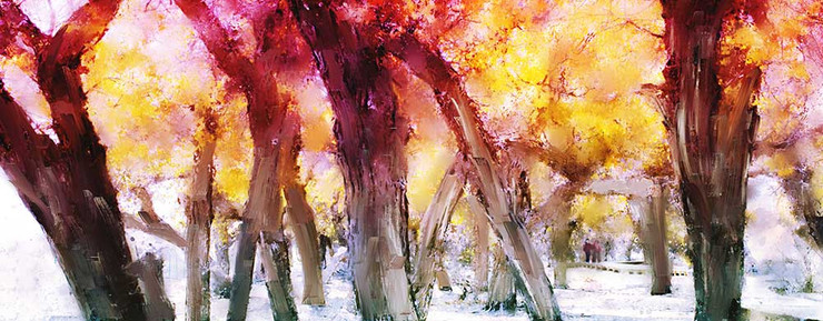 Abstract | Forest In Autumn | Eco-Friendly & Odorless Digital Canvas Print (PRT_7026_41446) - Canvas Art Print - 106in X 44in