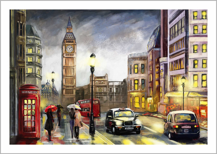 Cityscape | Street View of London | Eco-Friendly & Odorless Canvas Print (PRT_7026_41345) - Canvas Art Print - 31in X 21in