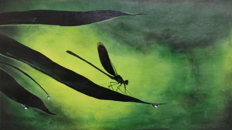 Dragonfly (ART_7163_42948) - Handpainted Art Painting - 11in X 6in