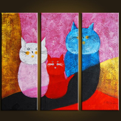 family, cat, kitten, cats, family of cats, multipiece cat painting