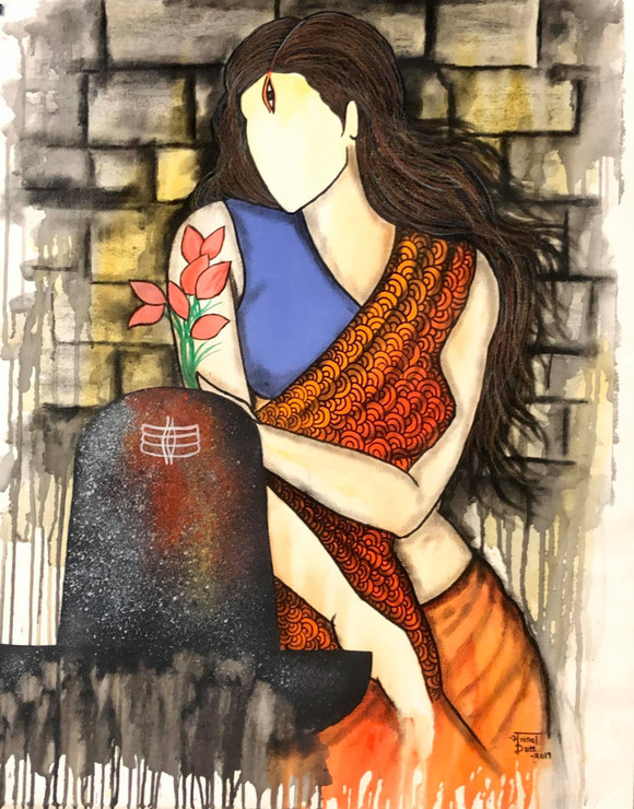 Trishna (ART_7129_43133) - Handpainted Art Painting - 30in X 36in