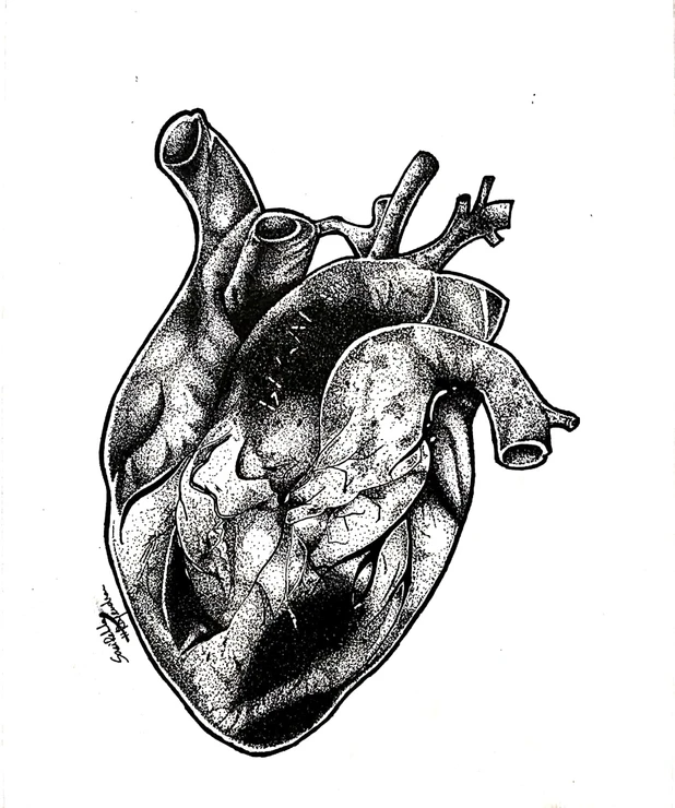 Stippling heart art! (ART_7170_43114) - Handpainted Art Painting - 9in X 11in