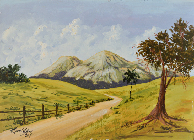 Far From the Crowded Place (ART_7084_43191) - Handpainted Art Painting - 13in X 9in