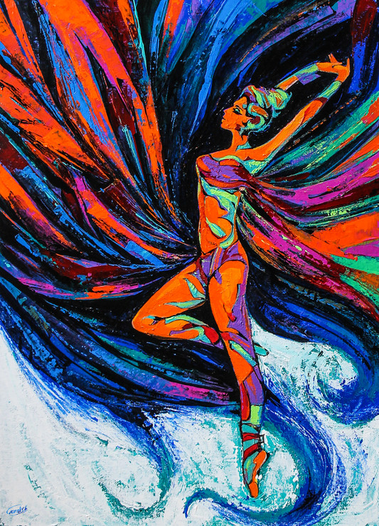 The Amber Wings (ART_2571_43295) - Handpainted Art Painting - 18in X 26in