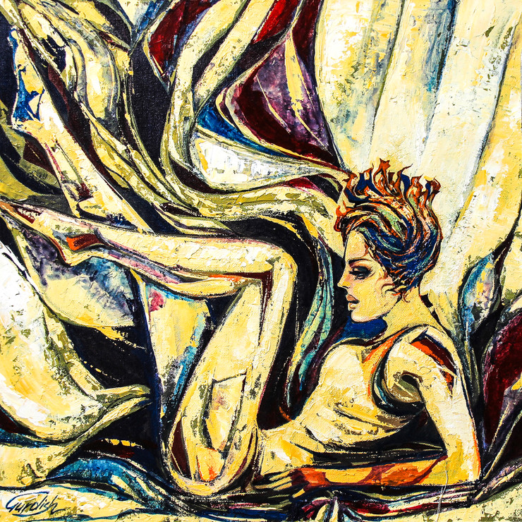 The Beautiful ORIGAMI- Female Desires (ART_2571_43289) - Handpainted Art Painting - 18in X 18in