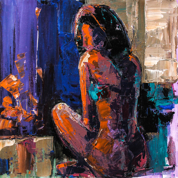 Before The Evening Bath (hostel days) (ART_2571_43278) - Handpainted Art Painting - 18in X 18in