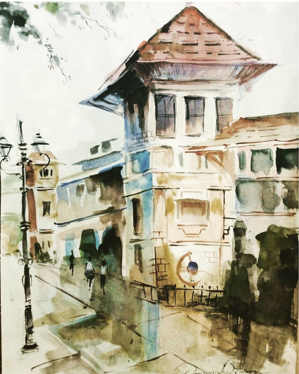 City Side (ART_5038_43326) - Handpainted Art Painting - 15in X 22in