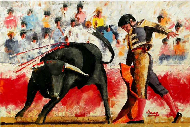 Matador (ART_3013_43313) - Handpainted Art Painting - 30in X 20in