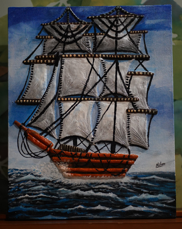Blackpearl (ART_7133_43522) - Handpainted Art Painting - 12in X 15in