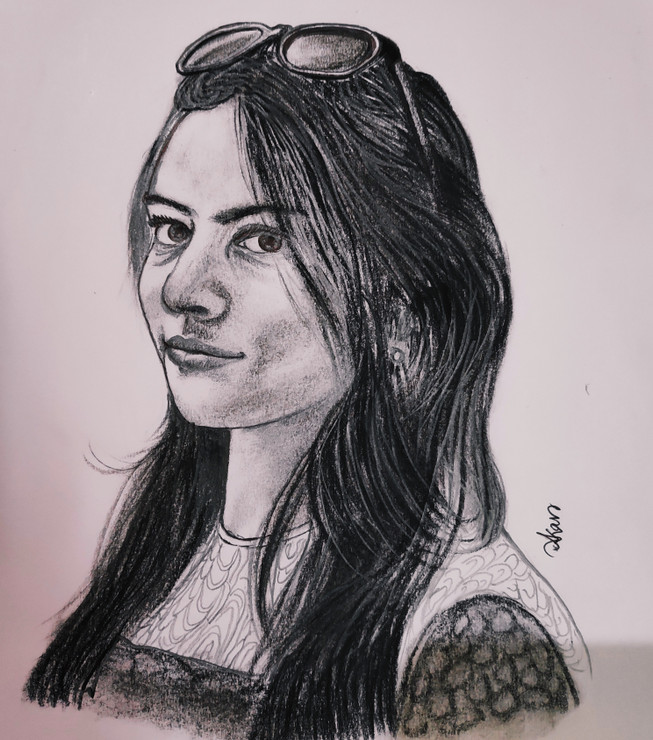 Woman Portrait (ART_7173_43940) - Handpainted Art Painting - 8in X 11in