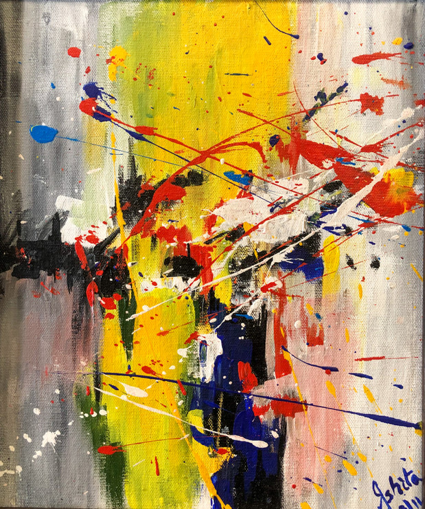 Splash of colours (ART_6969_44031) - Handpainted Art Painting - 10in X 12in