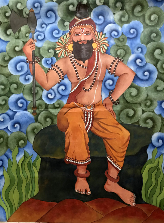 Parshuram Kerala Mural (ART_3064_44241) - Handpainted Art Painting - 38in X 49in