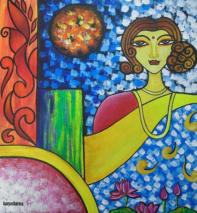 Sangini (ART_3892_44292) - Handpainted Art Painting - 12in X 12in