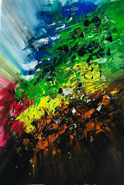 Abstract painting (ART_7198_44405) - Handpainted Art Painting - 11in X 15in
