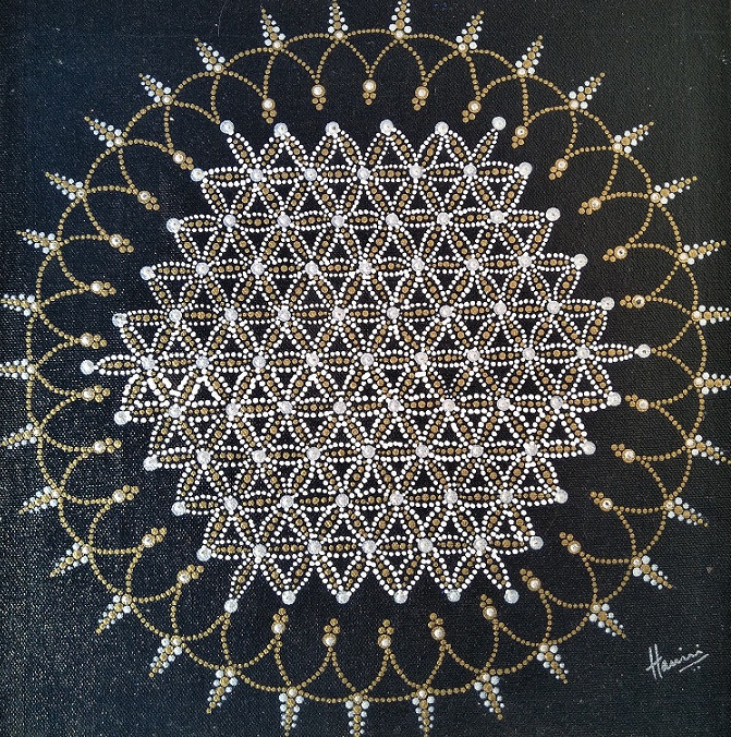 Flower Of Life Mandala (ART_5398_44397) - Handpainted Art Painting - 14in X 14in