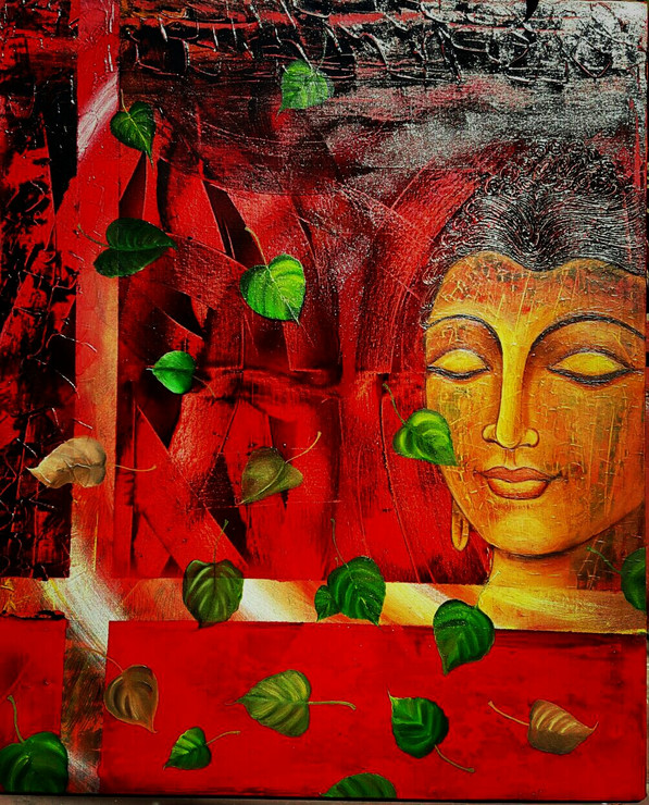 Buddha (ART_7162_44462) - Handpainted Art Painting - 30in X 36in