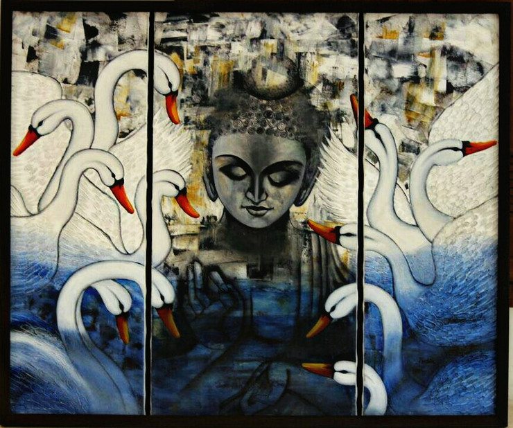 Everlasting Harmony (ART_7162_44452) - Handpainted Art Painting - 48in X 36in