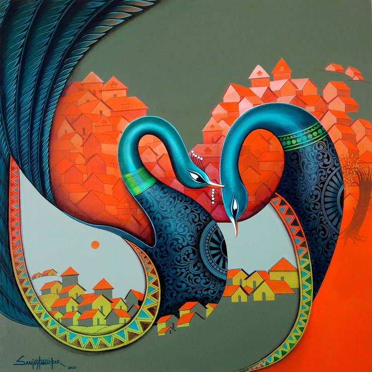 Affection 11 (ART_3298_44496) - Handpainted Art Painting - 36in X 36in
