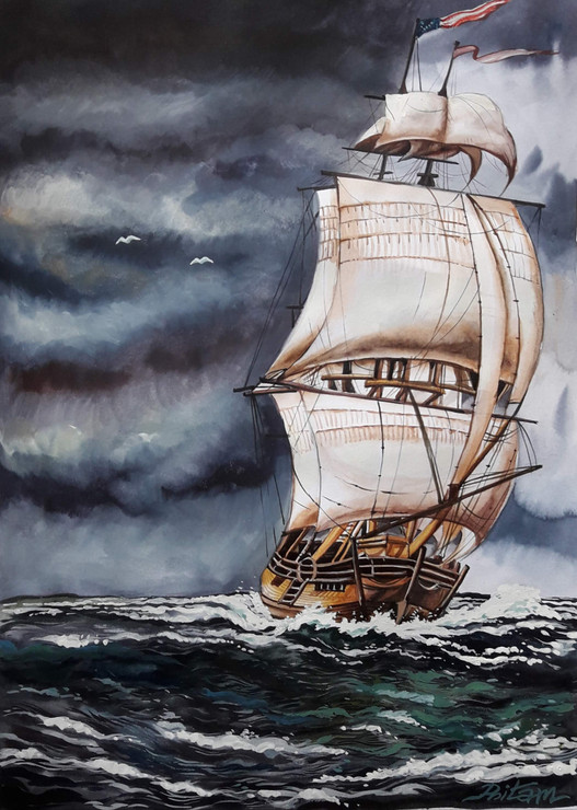 Storm  (ART_7218_44657) - Handpainted Art Painting - 20in X 16in