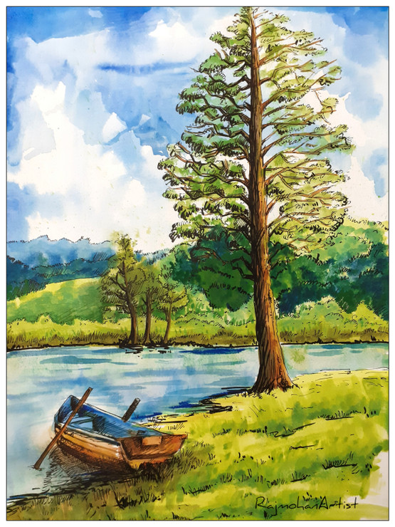 Lake view (PRT_7156_43003) - Canvas Art Print - 11in X 16in
