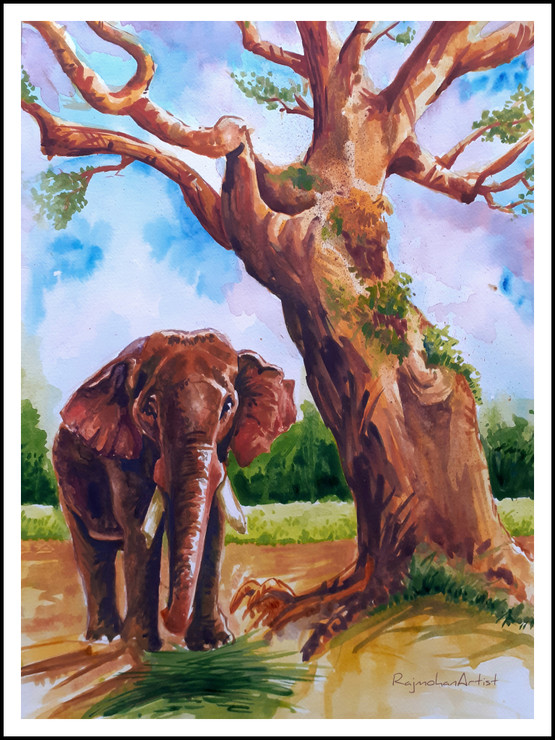 Guruvayur Elephant (PRT_7156_42999) - Canvas Art Print - 11in X 16in