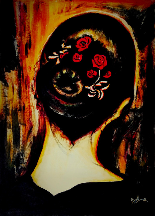 BACK BEAUTY (ART_5271_44726) - Handpainted Art Painting - 12in X 18in