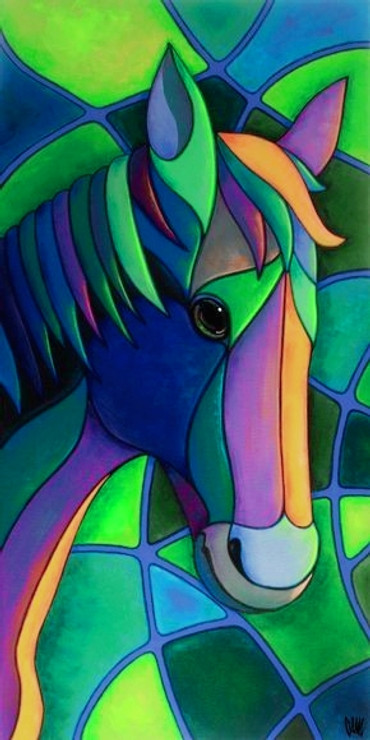 Rainbow Horse (ART_7232_44715) - Handpainted Art Painting - 12in X 16in