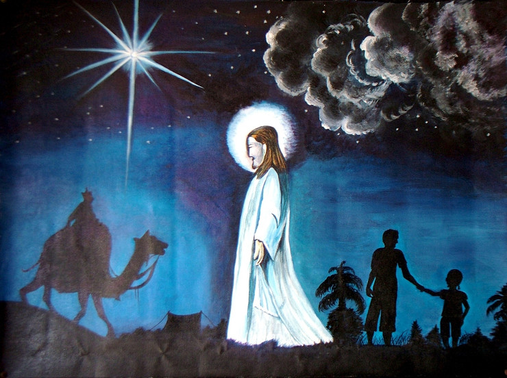 jesus , jesus christ, lord jesus, jesus paintings, camel, moon, boy, brothers, stars, jesus with stars
