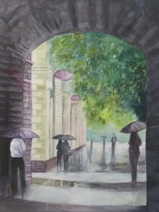 Rainyday (ART_5899_44996) - Handpainted Art Painting - 22in X 30in