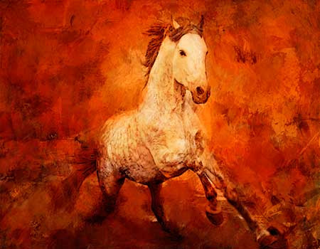 71Animal29 - 36in X 24in,71Animal29_3624,Red,Horse,Racing,Pink,Horses, Orange,Rs.6990,Latest Collection;Equestrian Art and Wildlife;By Orientation and Size/Horizontal/Large (33in to 40in);Full Collection,Museum Quality - 100% Handpainted