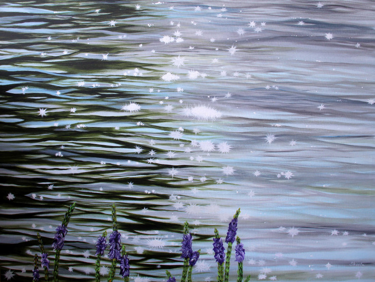 Sparkling Waters (ART_6584_45125) - Handpainted Art Painting - 48in X 36in