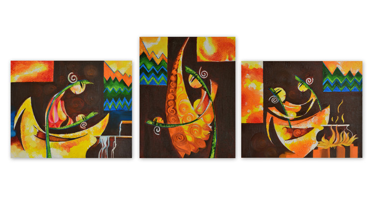 Mother and Child (ART_7240_45209) - Handpainted Art Painting - 56in X 20in